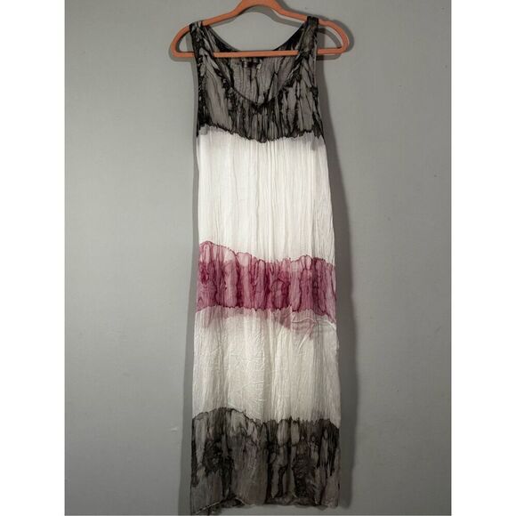 Scandal Italian Silk Tie Dyed Chiffon Maxi Dress M - Picture 1 of 6